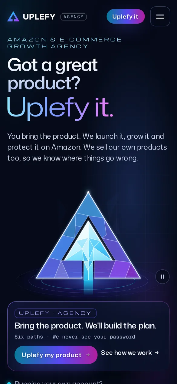 Uplefy website on a phone